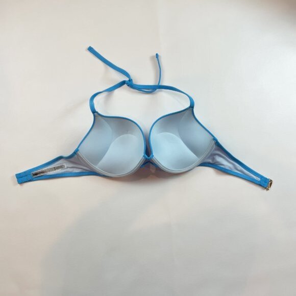 NWOT Victoria's Secret Swim Top 38C Bombshell Adds 2 Cup Sizes Blue Ribbed - Picture 5 of 8
